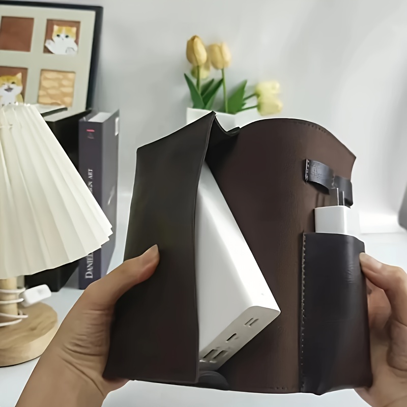 Tablet And Accessories Bag - Full-grain electronics and cable travel storage